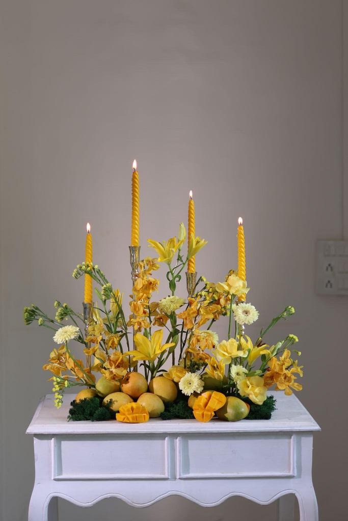 flowers with candles